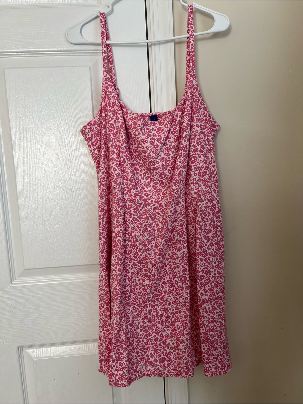 NWOT Old Navy Pink & White Ditsy Floral Linen Sleeveless Mini Dress Large